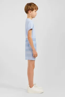 Short De Bain Enfant A Rayures Bleu Clair