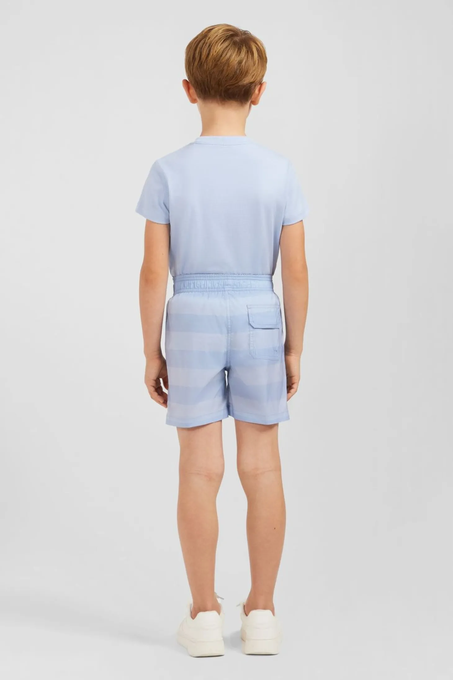 Short De Bain Enfant A Rayures Bleu Clair