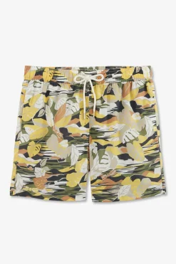 Short De Bain Kaki Imprime Exclusif Tropical