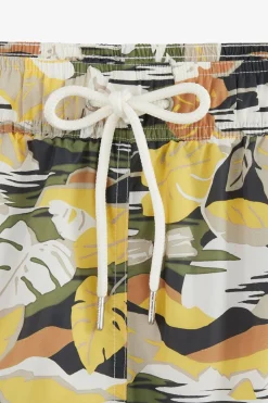 Short De Bain Kaki Imprime Exclusif Tropical