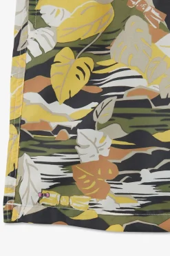 Short De Bain Kaki Imprime Exclusif Tropical