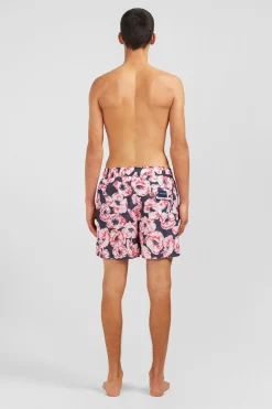 Short De Bain Rose Imprime Exclusif Fleurs
