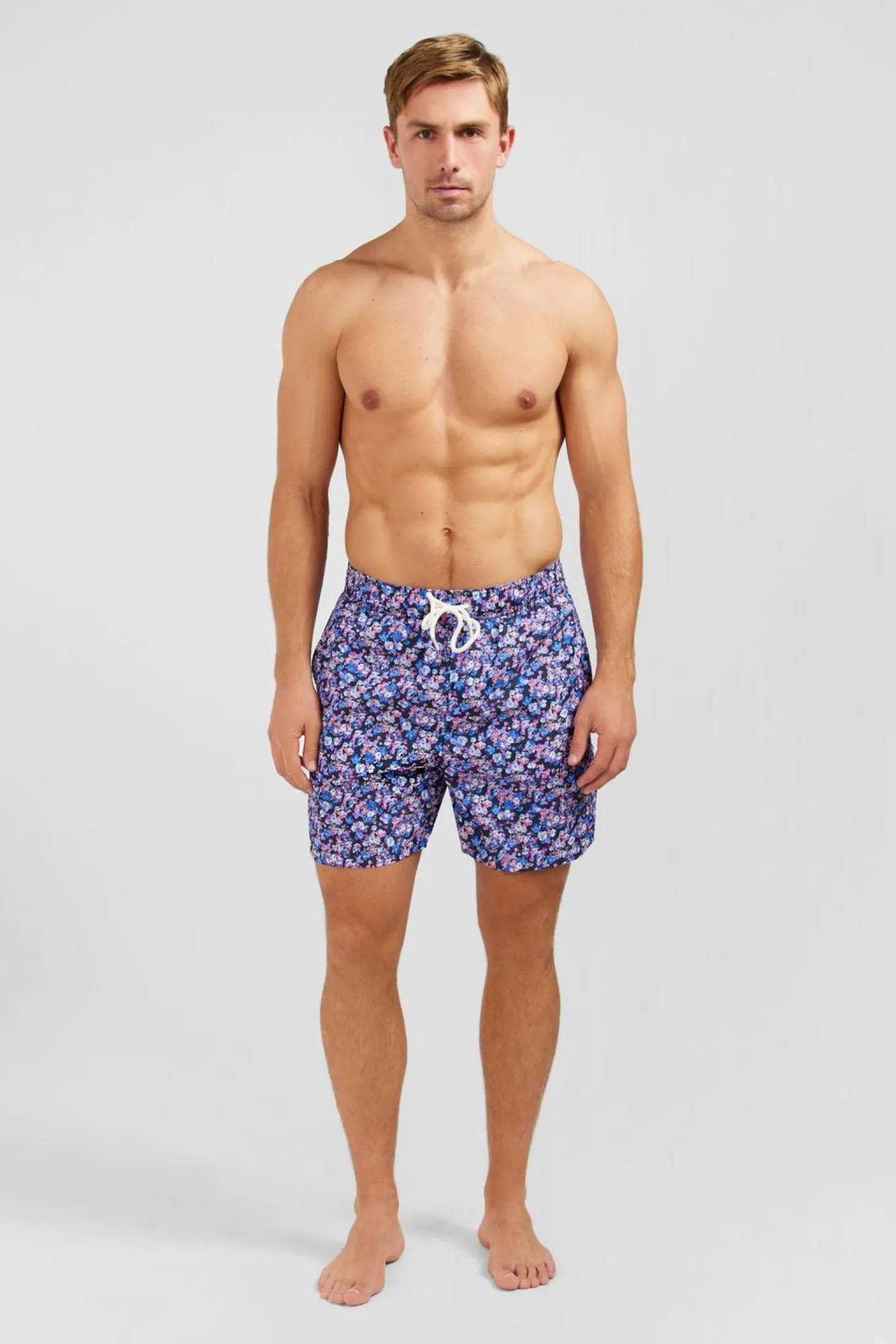 Short De Bain Rose Imprime Exclusif Fleurs