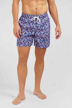 Short De Bain Rose Imprime Exclusif Fleurs