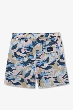Short De Bain Rose Imprime Exclusif Tropical