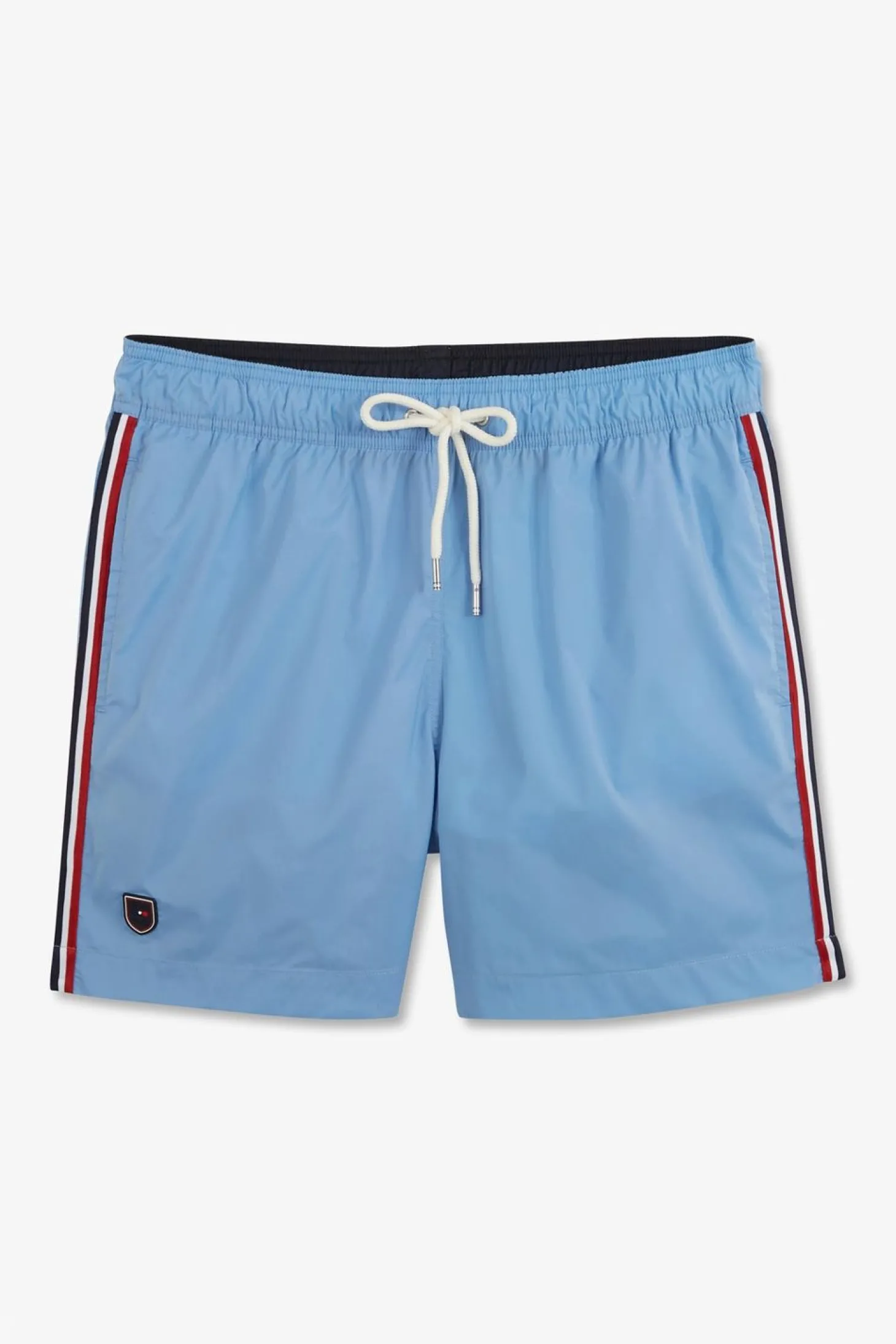 Short De Bain Uni Detail Bandes Tricolores