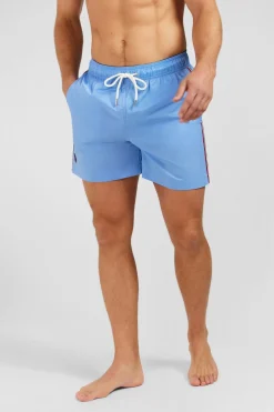 Short De Bain Uni Detail Bandes Tricolores