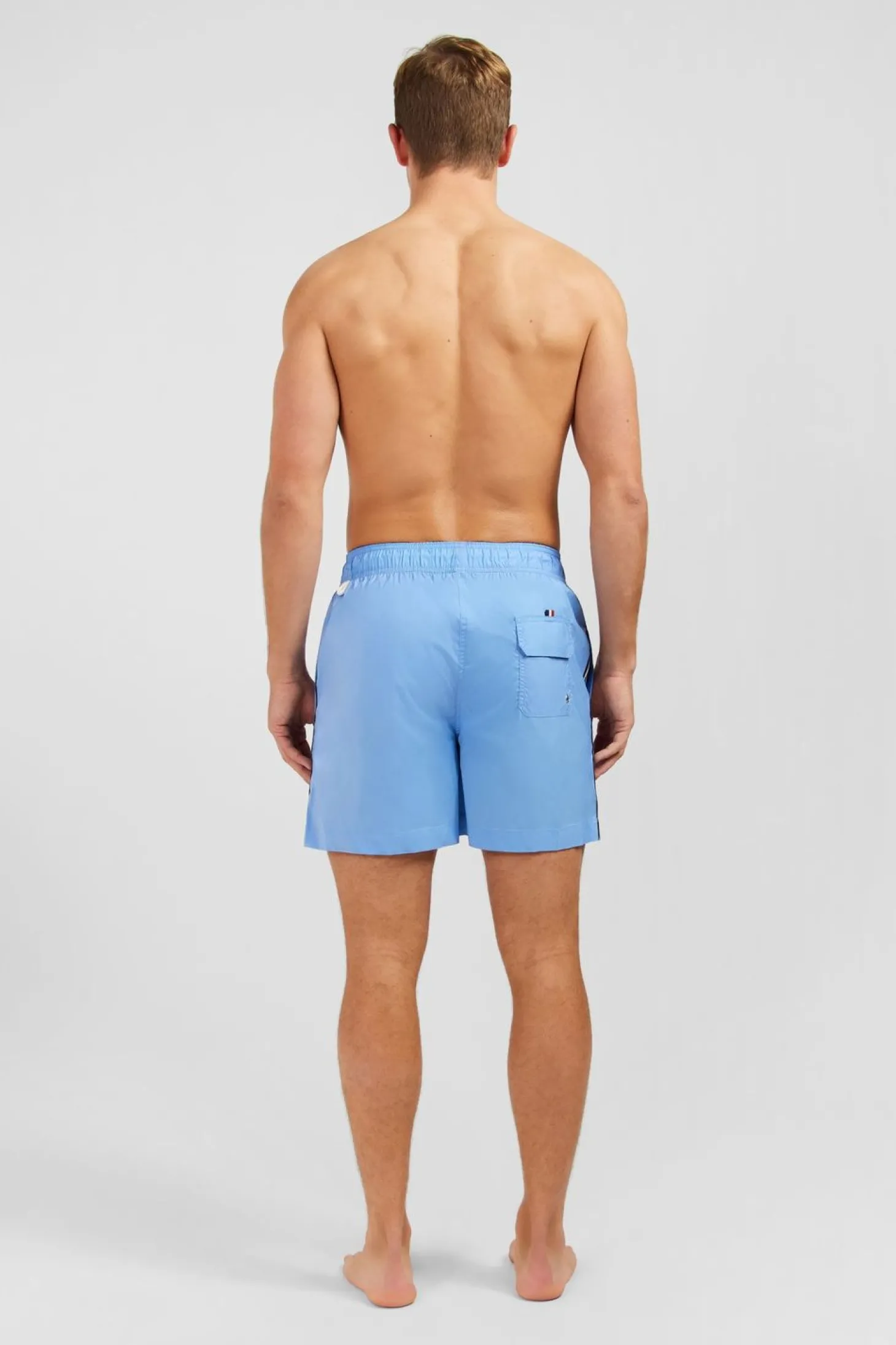 Short De Bain Uni Detail Bandes Tricolores