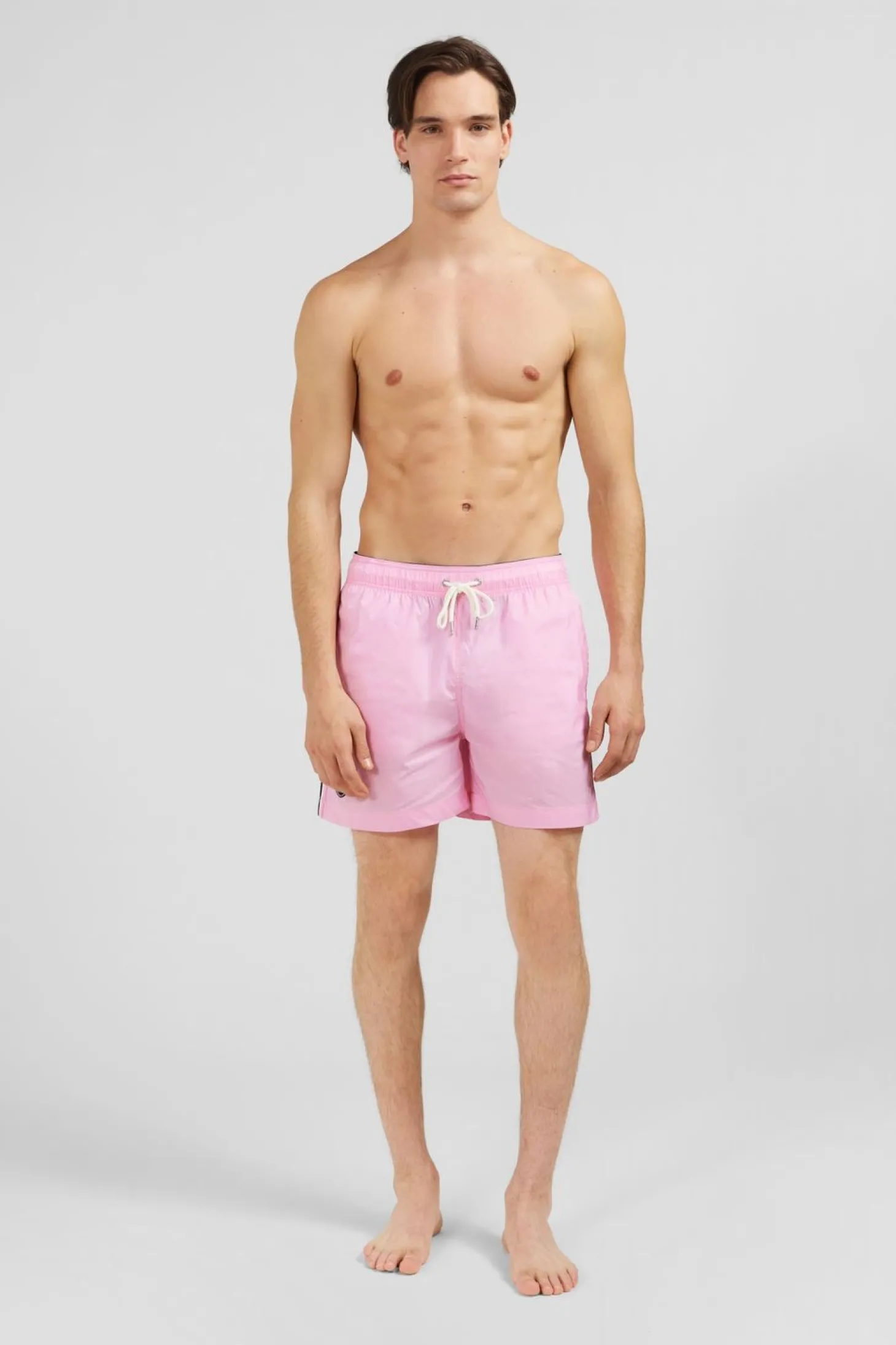 Short De Bain Uni Detail Bandes Tricolores