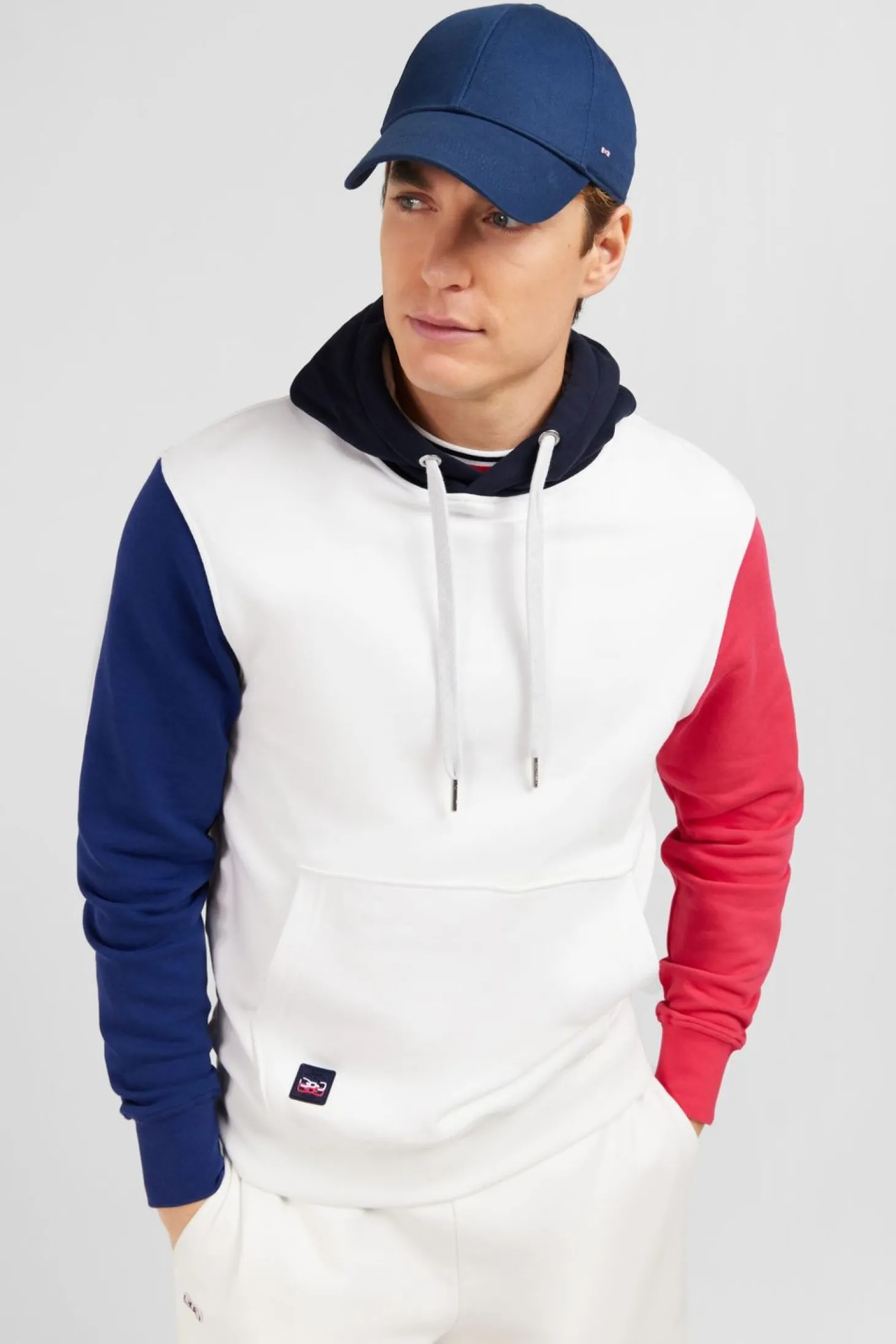 Sweat A Capuche Colorblock Blanc