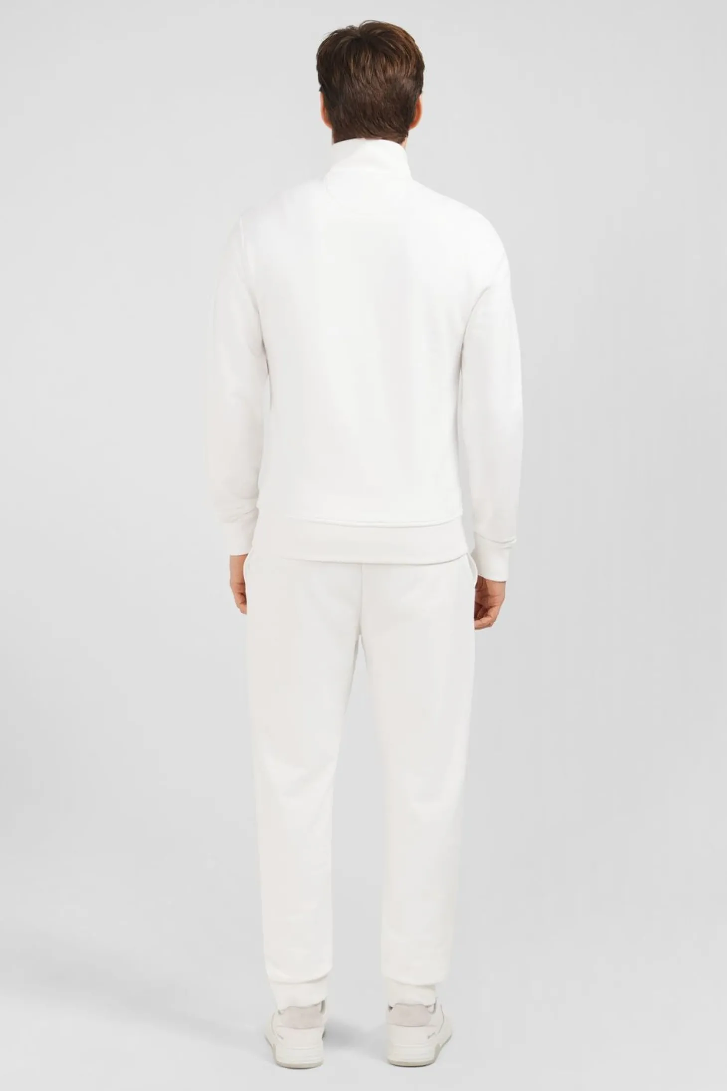 Sweat Blanc Zippe A Col Montant