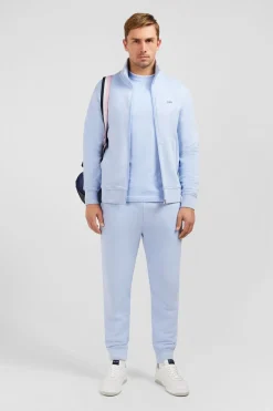 Sweat Bleu Clair Zippe A Col Montant