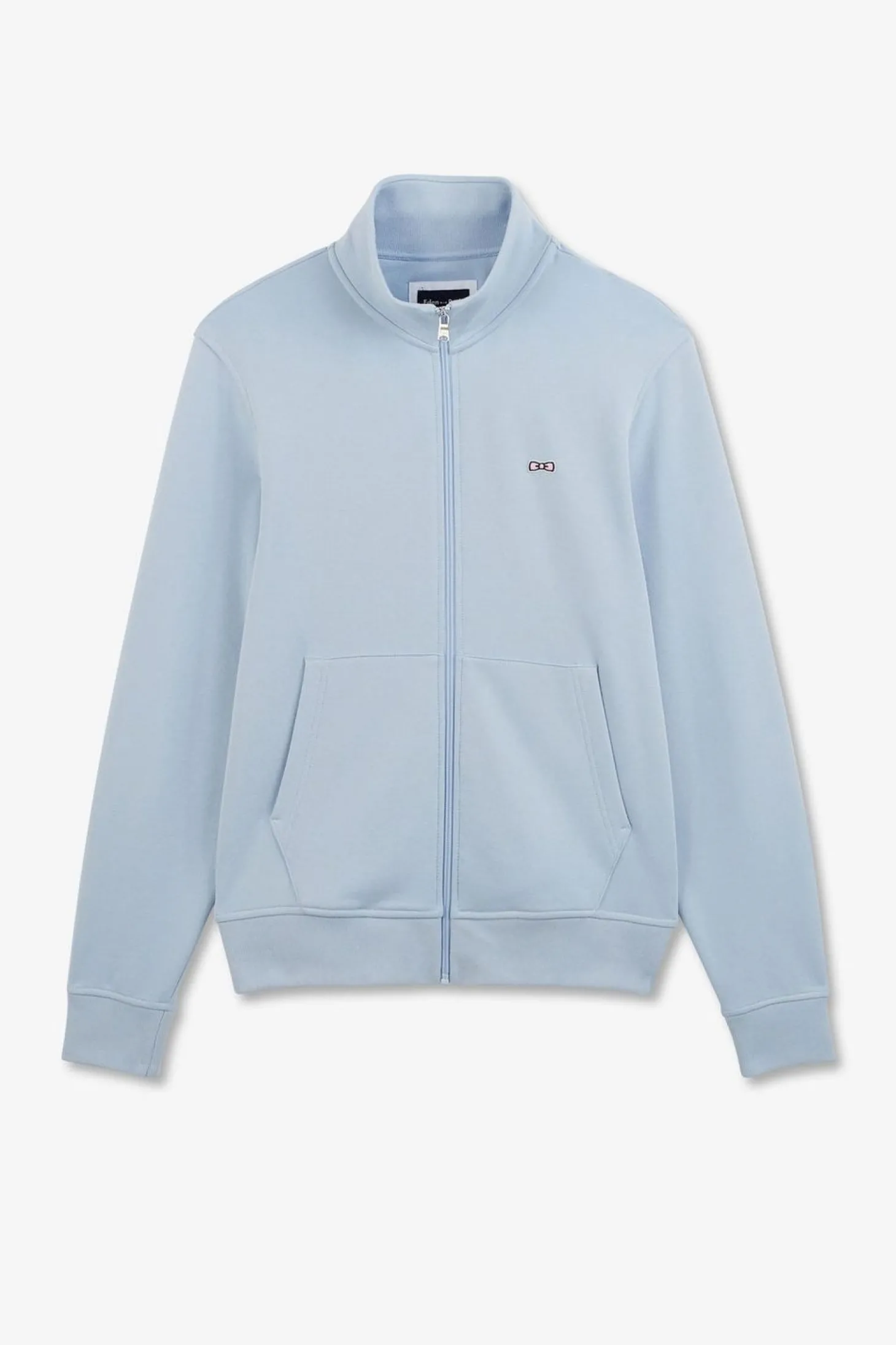 Sweat Bleu Clair Zippe A Col Montant