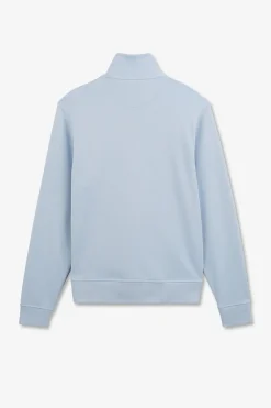 Sweat Bleu Clair Zippe A Col Montant
