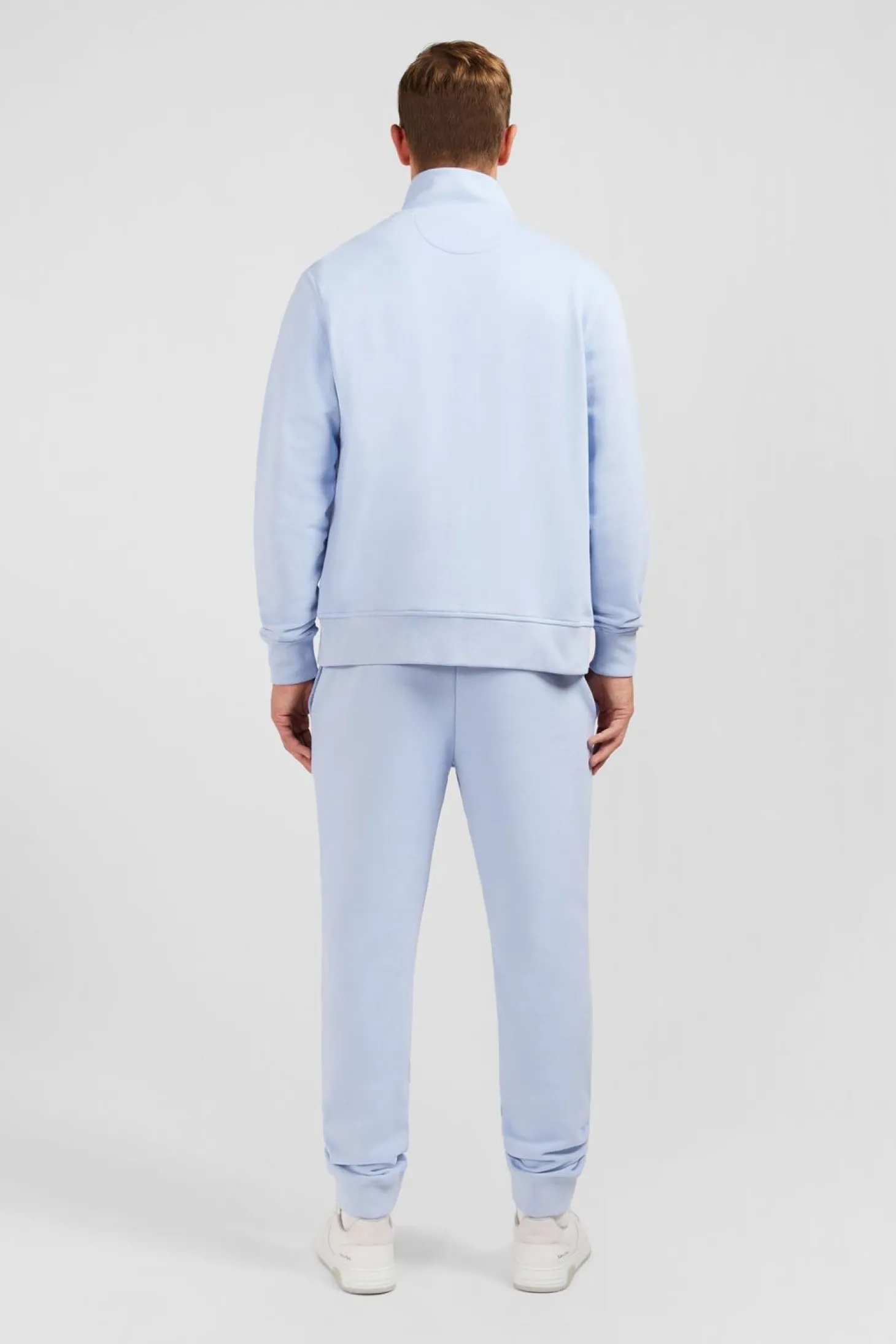 Sweat Bleu Clair Zippe A Col Montant