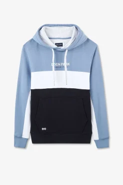 Sweat Bleu Colorblock A Capuche