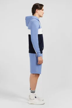 Sweat Bleu Colorblock A Capuche