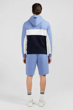 Sweat Bleu Colorblock A Capuche