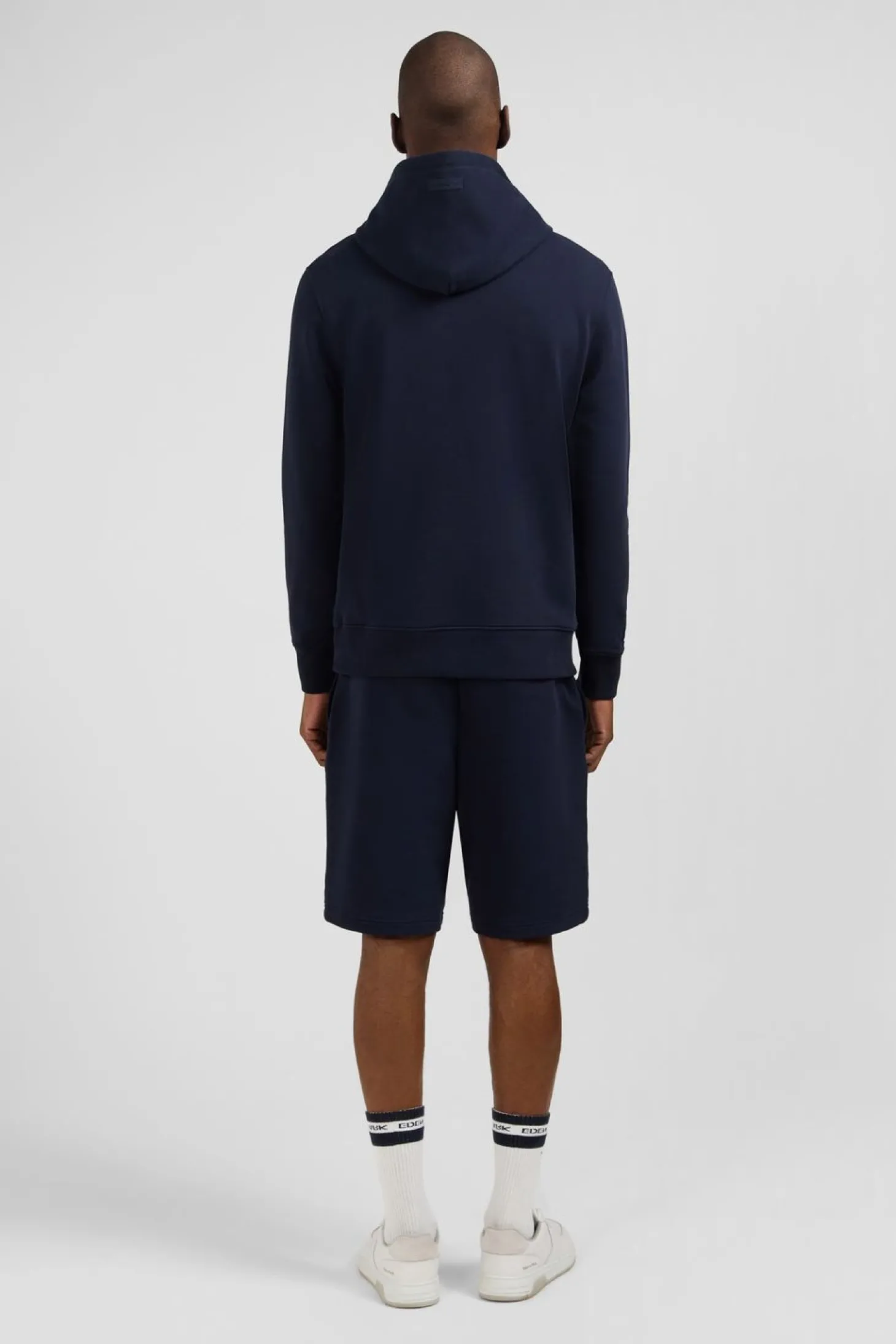 Sweat Bleu Fonce Uni A Capuche