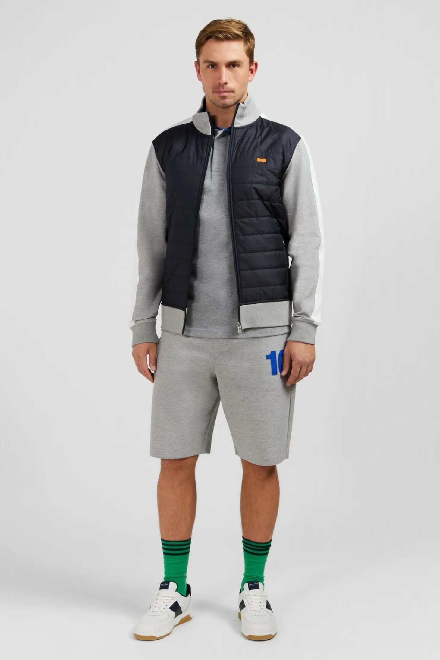 Sweat Gris Zippe Colorblock Bimatiere