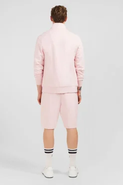 Sweat Rose Zippe A Col Montant