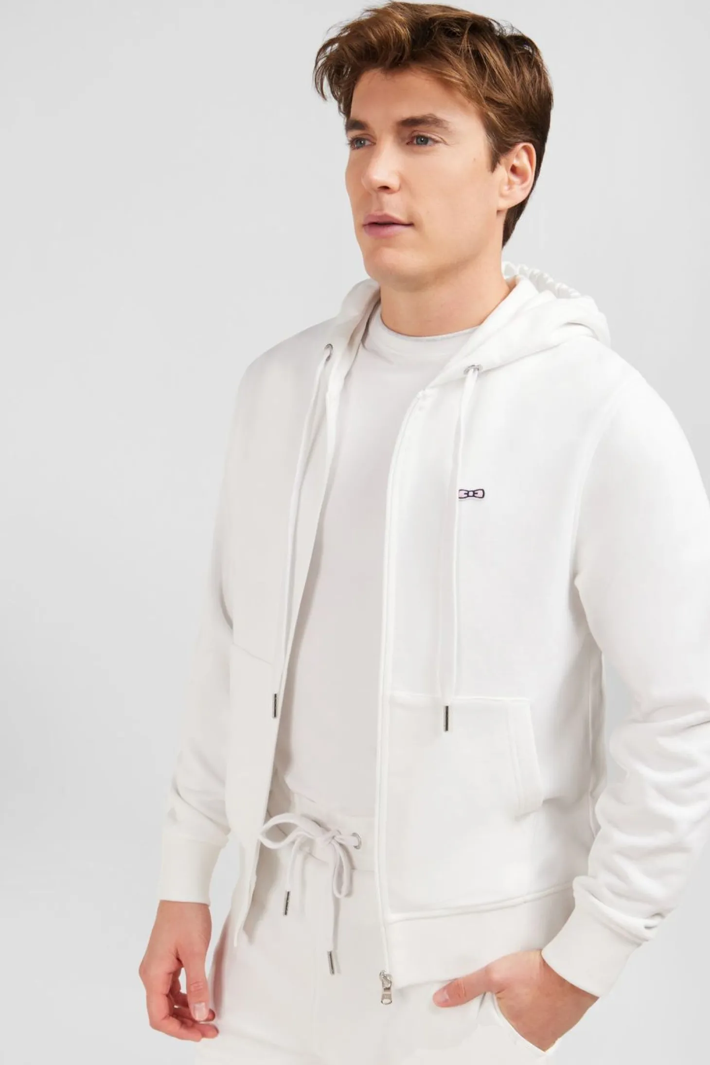 Sweatshirt A Capuche En Molleton Blanc Embleme Noeud Papillon