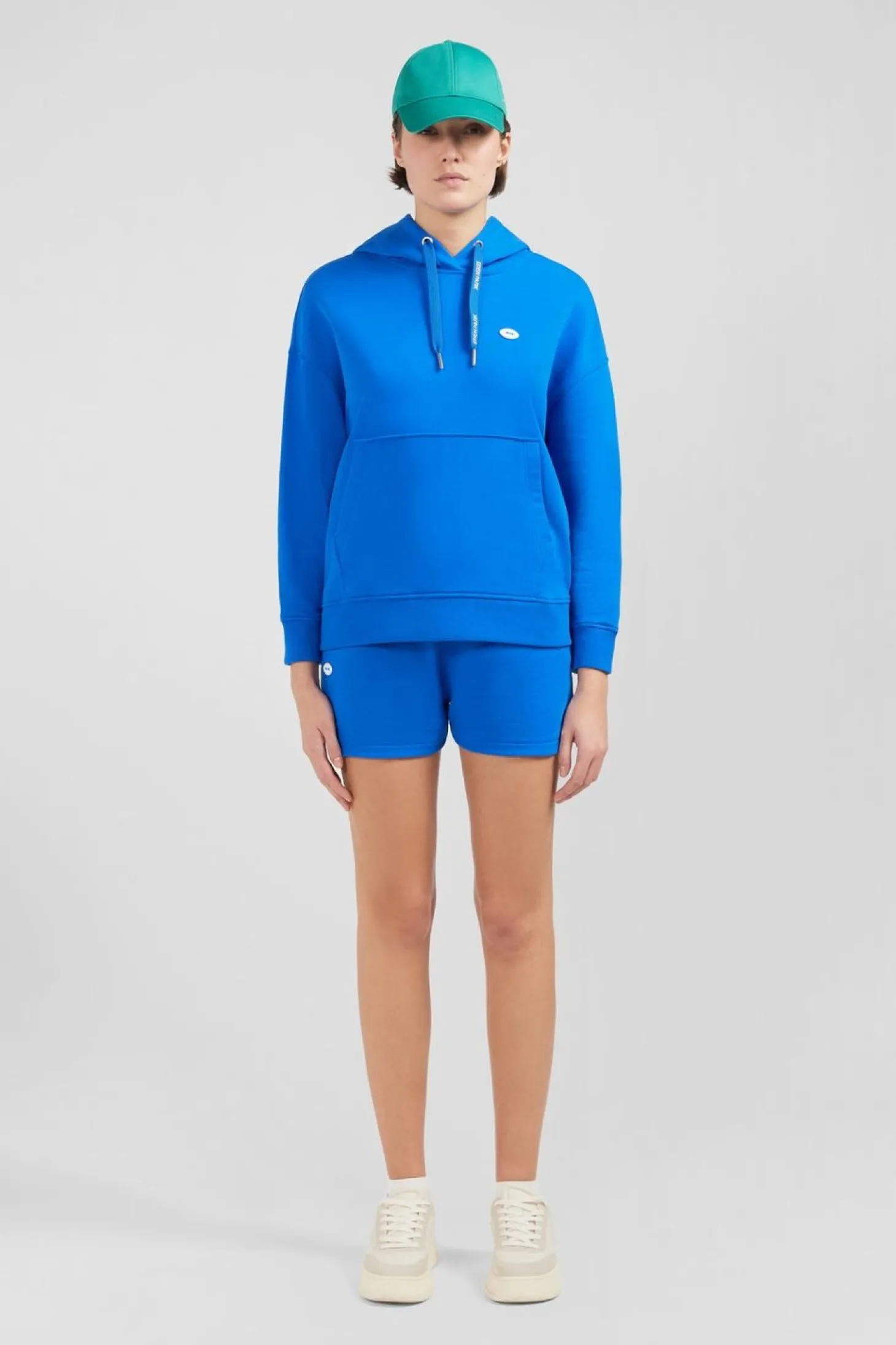 Sweatshirt A Capuche En Molleton Bleu