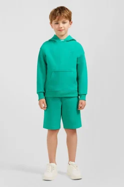 Sweatshirt A Capuche Serigraphiee Vert En Molleton