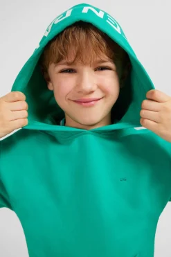 Sweatshirt A Capuche Serigraphiee Vert En Molleton