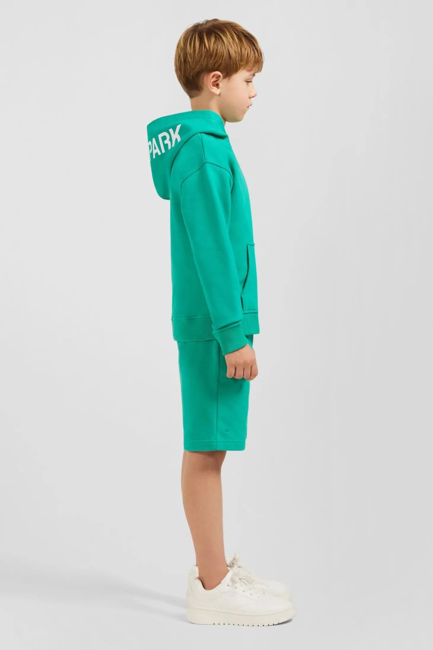 Sweatshirt A Capuche Serigraphiee Vert En Molleton