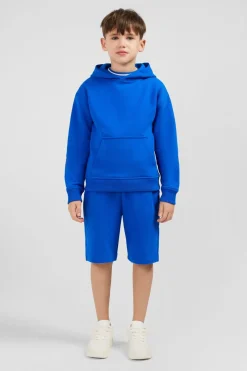 Sweatshirt A Capuche Serigraphiee Bleu En Molleton