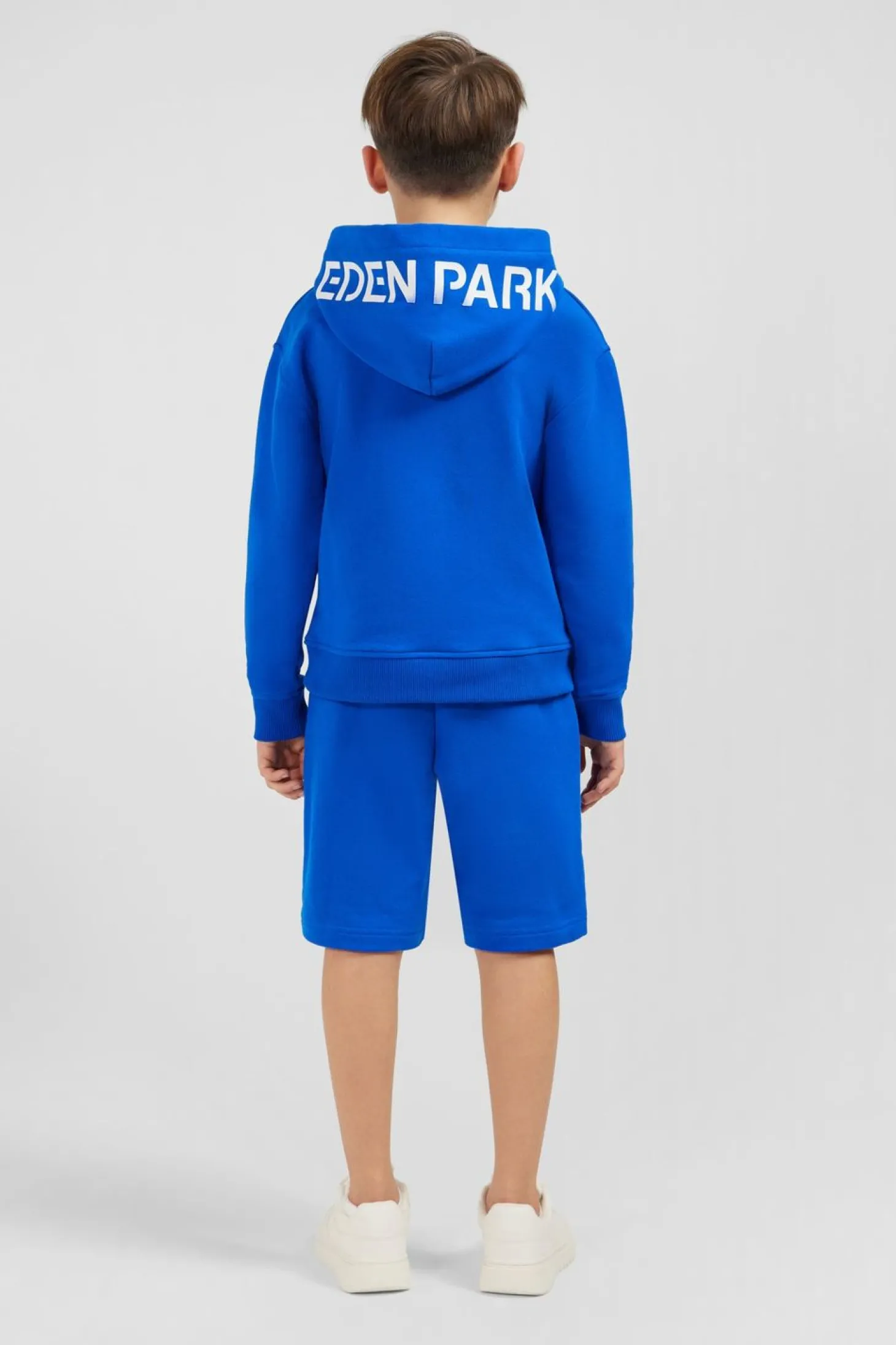 Sweatshirt A Capuche Serigraphiee Bleu En Molleton