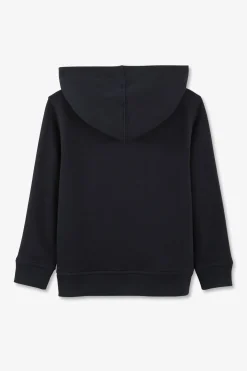 Sweatshirt A Capuche Zippe Marine En Molleton Coton