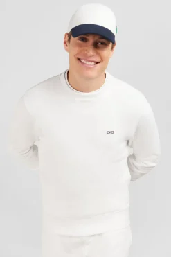 Sweatshirt A Col Rond En Molleton Blanc Embleme Noeud Papillon
