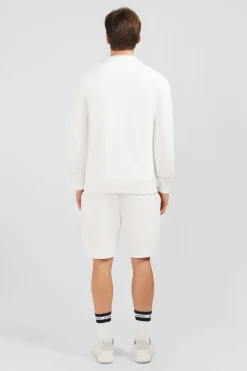 Sweatshirt A Col Rond En Molleton Blanc Embleme Noeud Papillon