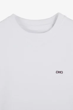 Sweatshirt A Col Rond En Molleton Blanc Embleme Noeud Papillon