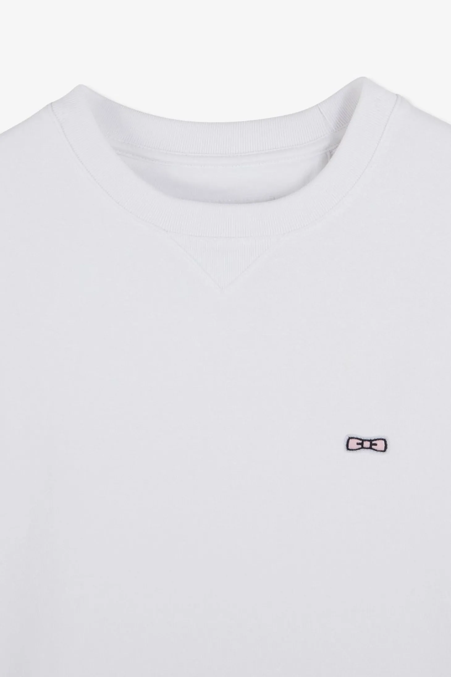 Sweatshirt A Col Rond En Molleton Blanc Embleme Noeud Papillon