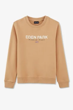 Sweatshirt Col Rond French Flair Beige En Molleton Coton