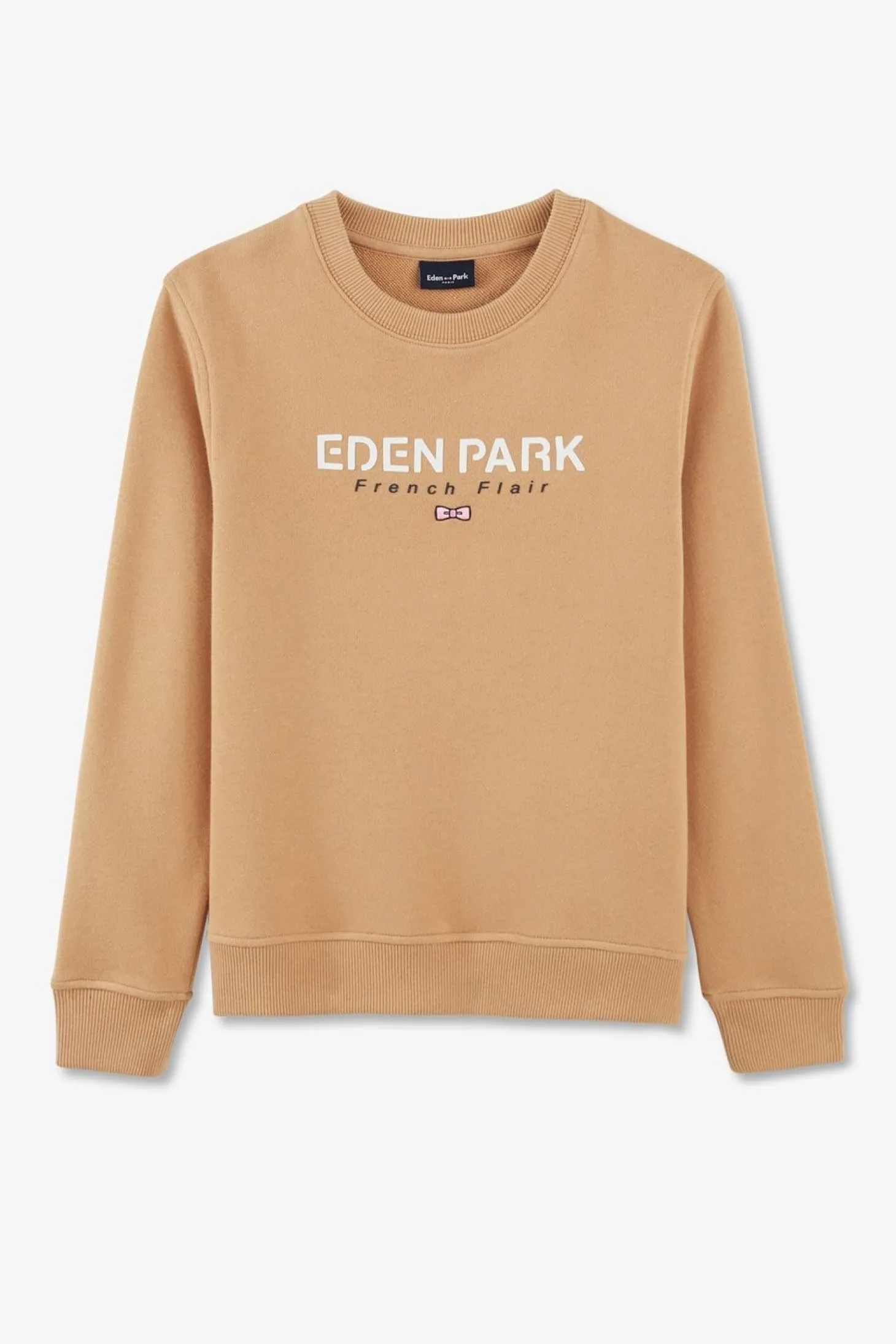 Sweatshirt Col Rond French Flair Beige En Molleton Coton