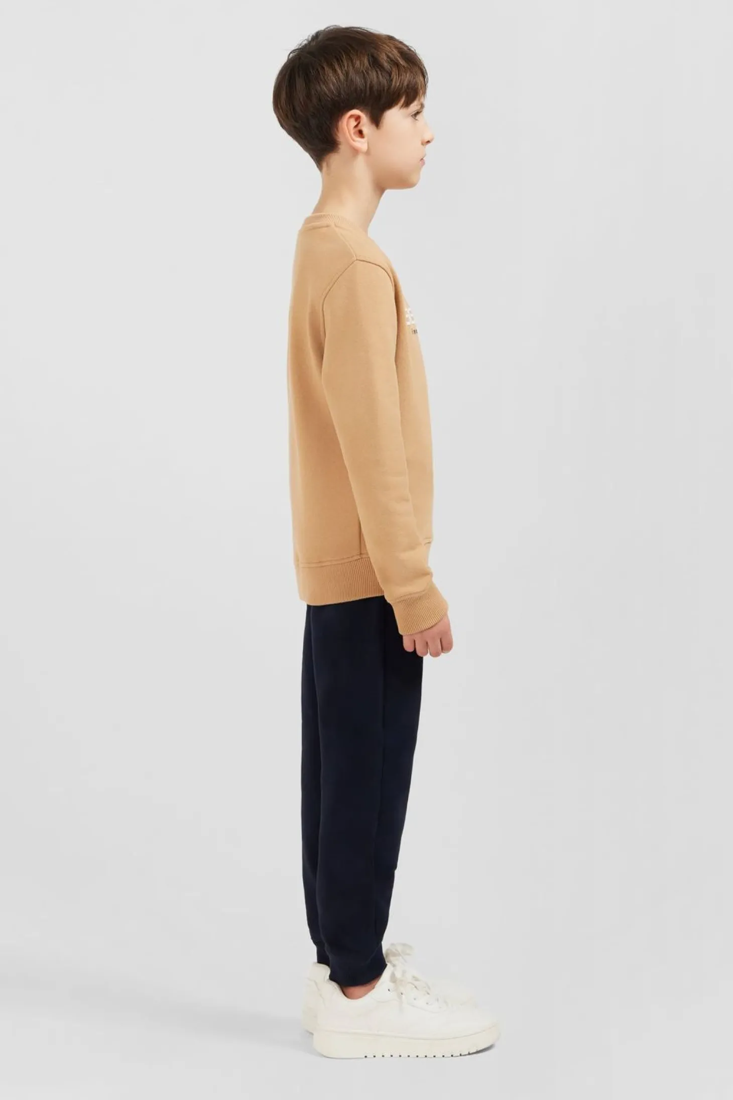 Sweatshirt Col Rond French Flair Beige En Molleton Coton