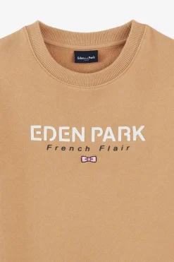 Sweatshirt Col Rond French Flair Beige En Molleton Coton