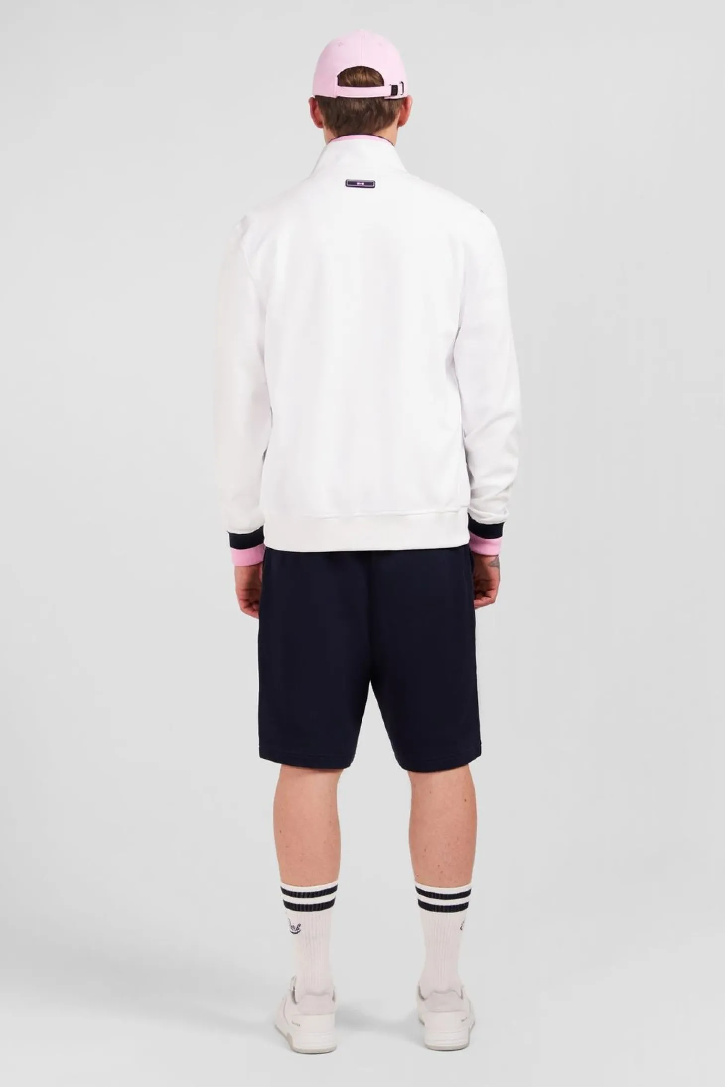 Sweatshirt Zippe En Coton Melange Blanc Inserts Matelasses