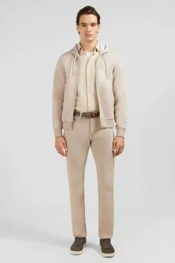 Sweat Zippe A Capuche Beige