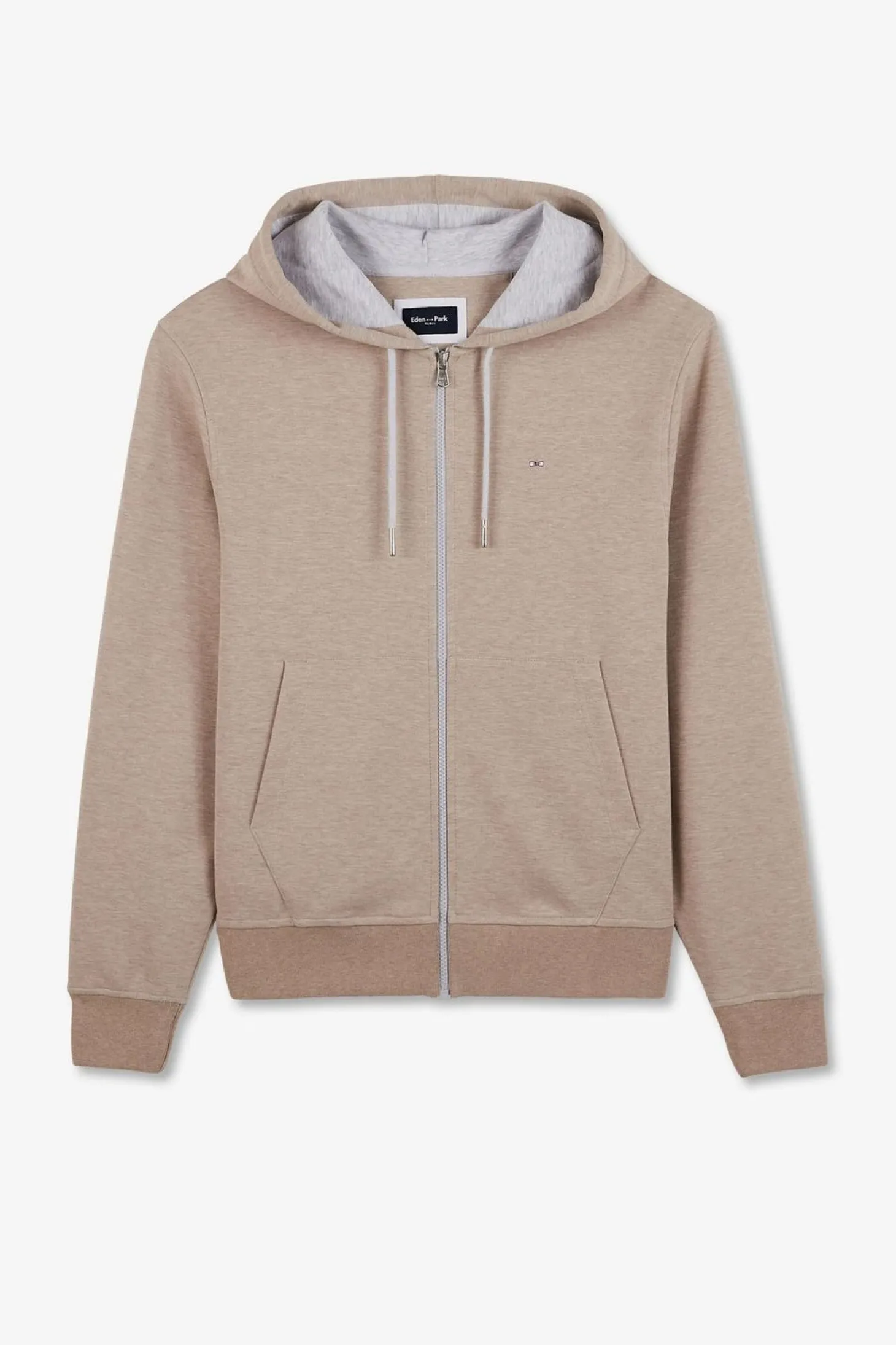 Sweat Zippe A Capuche Beige