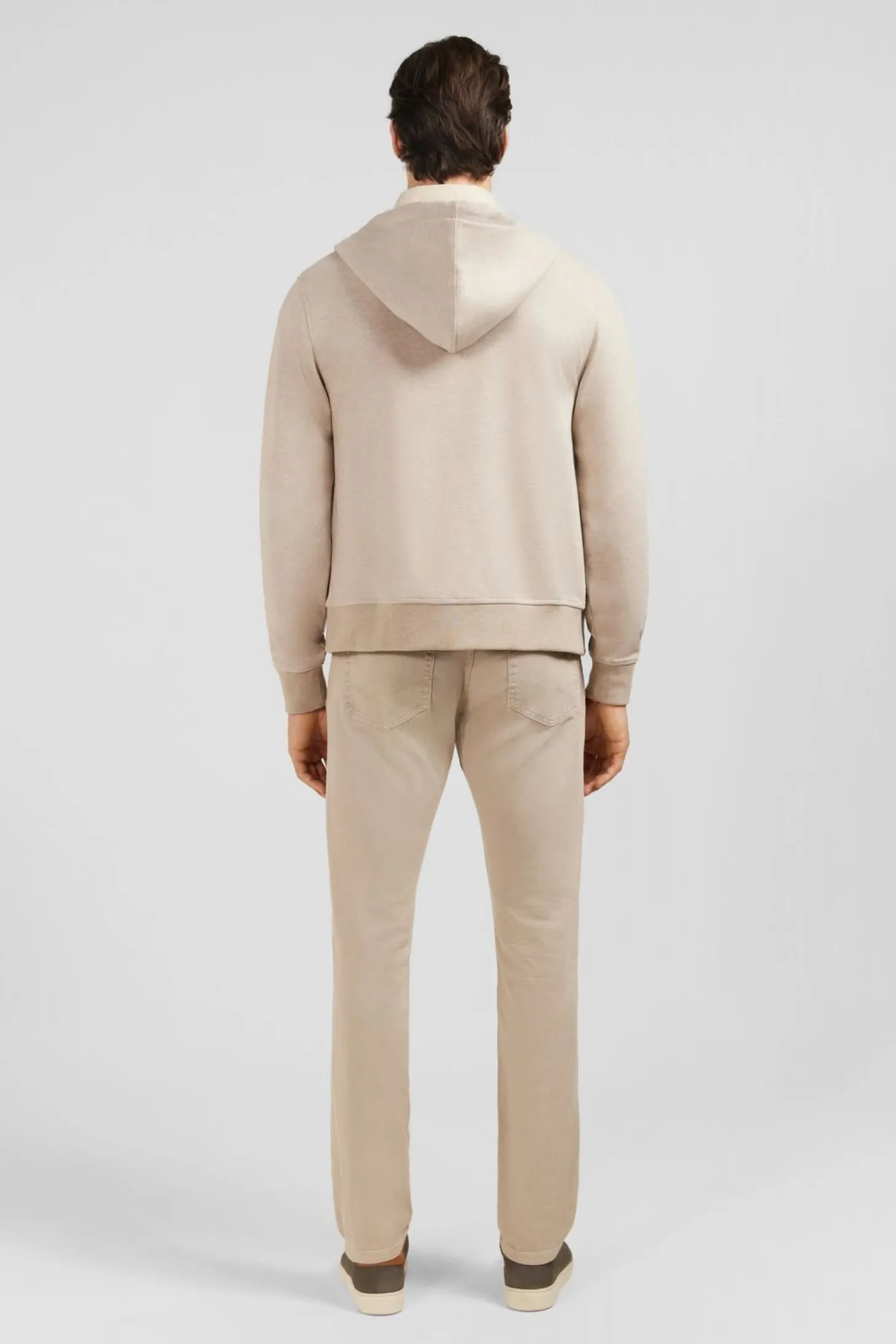 Sweat Zippe A Capuche Beige