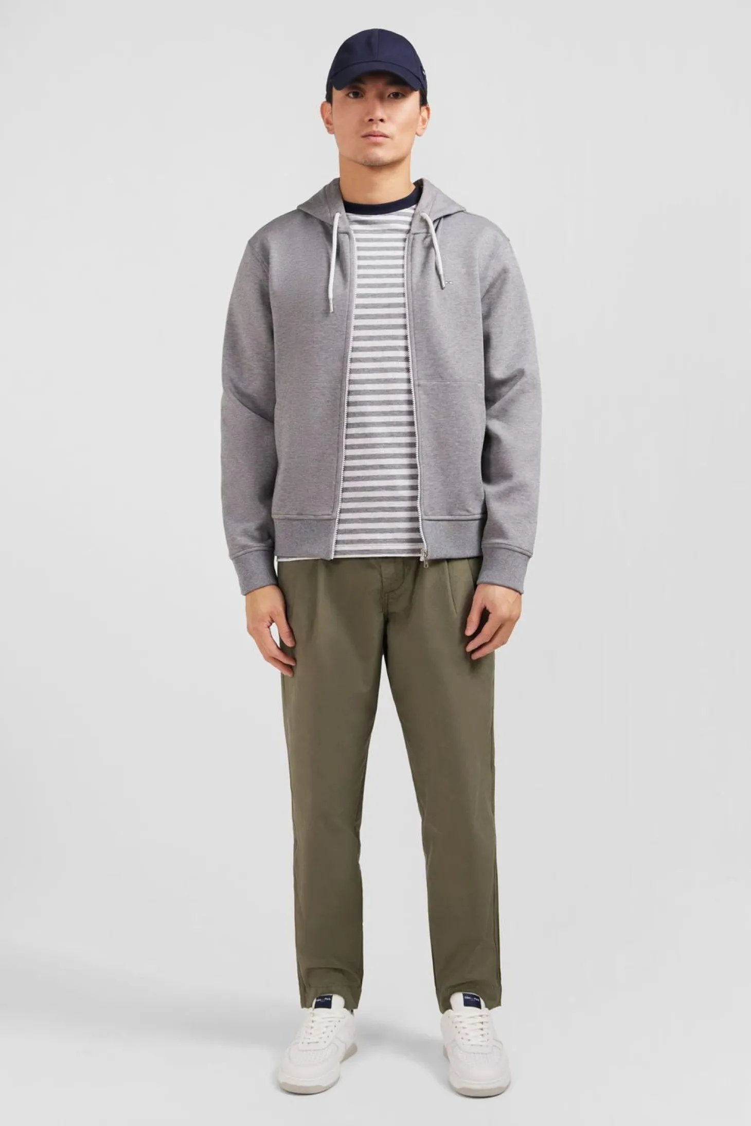 Sweat Zippe A Capuche Gris Fonce