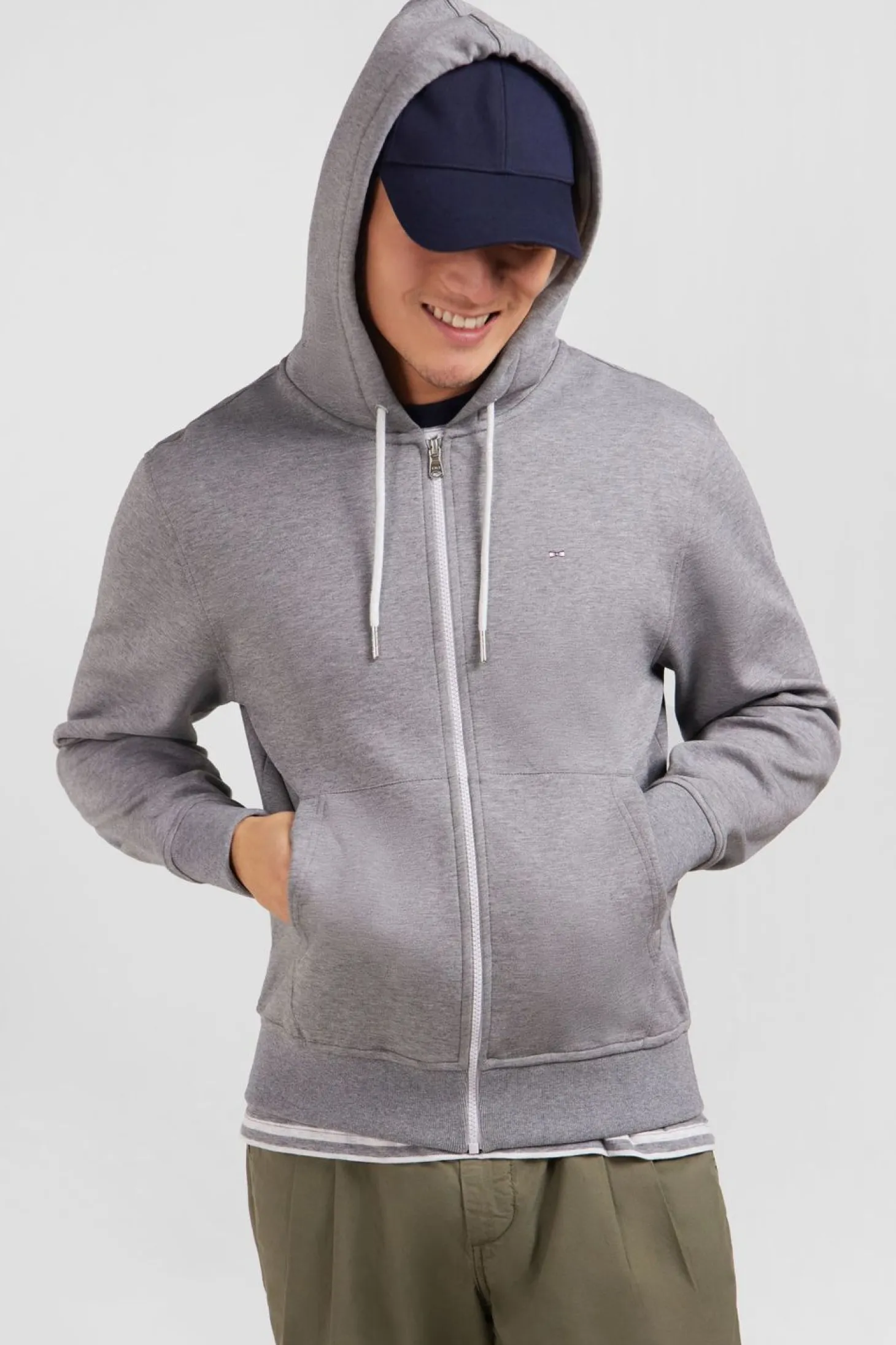 Sweat Zippe A Capuche Gris Fonce