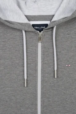 Sweat Zippe A Capuche Gris Fonce