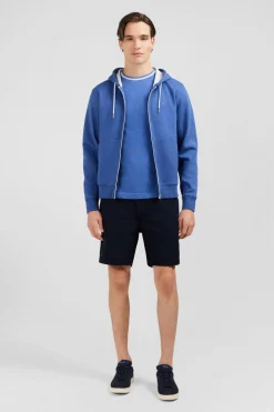 Sweat Zippe Bleu A Capuche