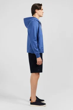 Sweat Zippe Bleu A Capuche